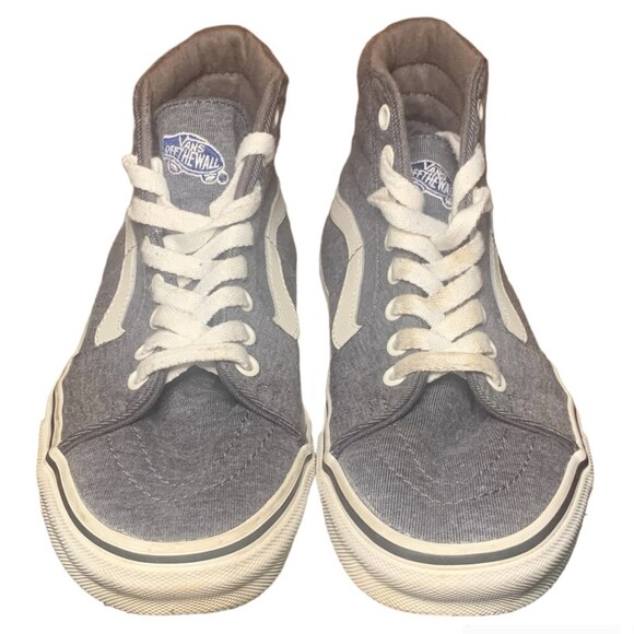 VANS Sk8-Hi Jersey Fabric Shoes Gray White Size Men 5.5 Women 7 - Picture 2 of 11